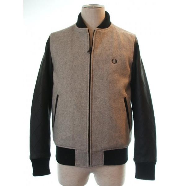 FRED PERRYメルトンジャケット。 FRED PERRY<F2102-30>メルトンジャケット/グレー×ブラック