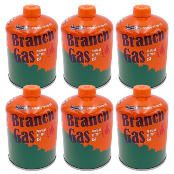 Branch Gas BG-450 6本セット ガスボンベ ガス缶 LPガス プロパン イソブタン 混合 ガス Branch Gas Handy専用 ブランチガス アウトドア BBQ バーベキュー OD缶