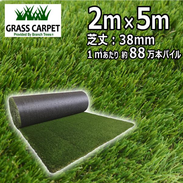 人工芝 ロール 2m×5ｍ 芝丈38mm D38PU GRASS CARPET 高密度 まるで本物の天然芝のようふかふか感 快適な触り心地 寒冷地仕様 高品質 色褪せに強い