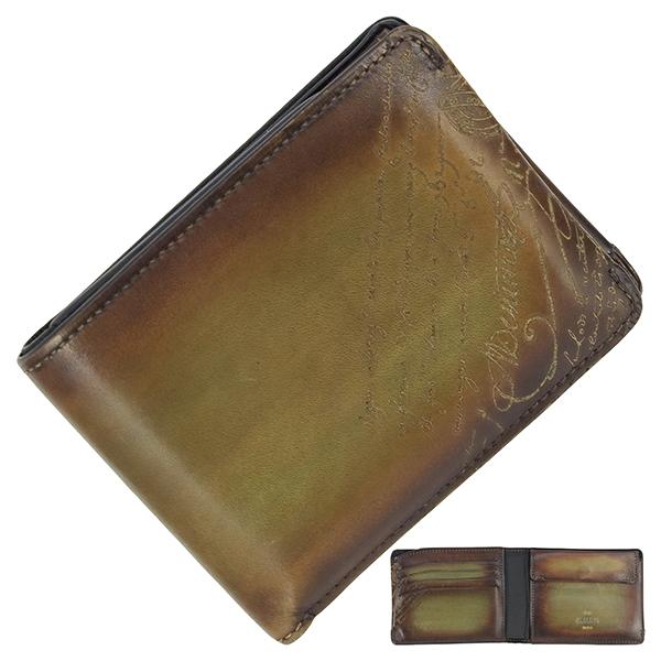ベルルッティ 財布 二つ折り財布 カリグラフィ ヴェネチアスクリットスワイプレザー ブラウン系 1601