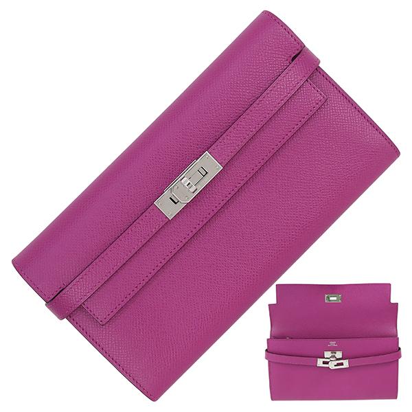 Kelly エルメス 財布 ケリーウォレット ロング エプソン ローズ