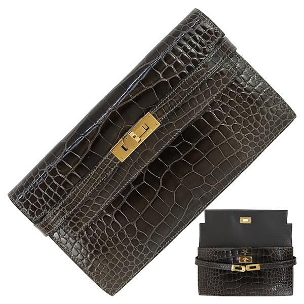 ☆HERMES パッサンロング 財布 ブラウン バッグ ベアン ケリー