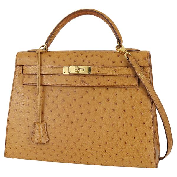 Kelly エルメス ケリー32 オーストリッチ チェスナッツ h-d943