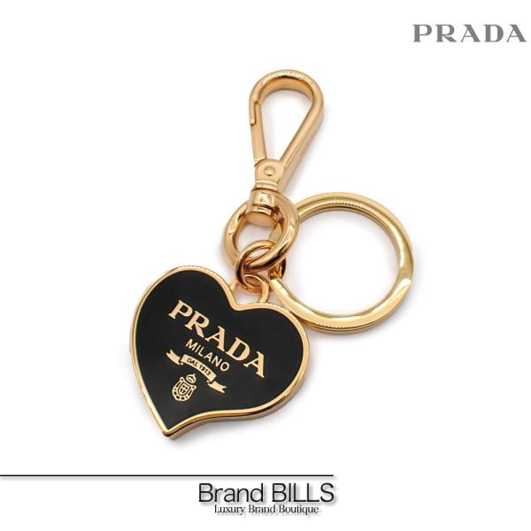 PRADA（プラダ） 美品 ロゴ入り ハート キーリング キーホルダー
