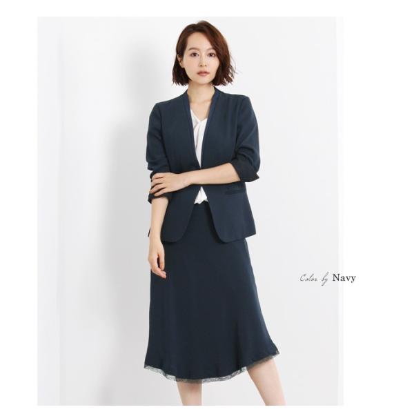 ノーカラージャケット ジャケット レディース 上着 フォーマル きれいめ 上品 大人 羽織り シンプル オフィス 大きいサイズ S M L ネイビー Buyee 日本代购平台 产品购物网站大全 Buyee一站式代购 Bot Online