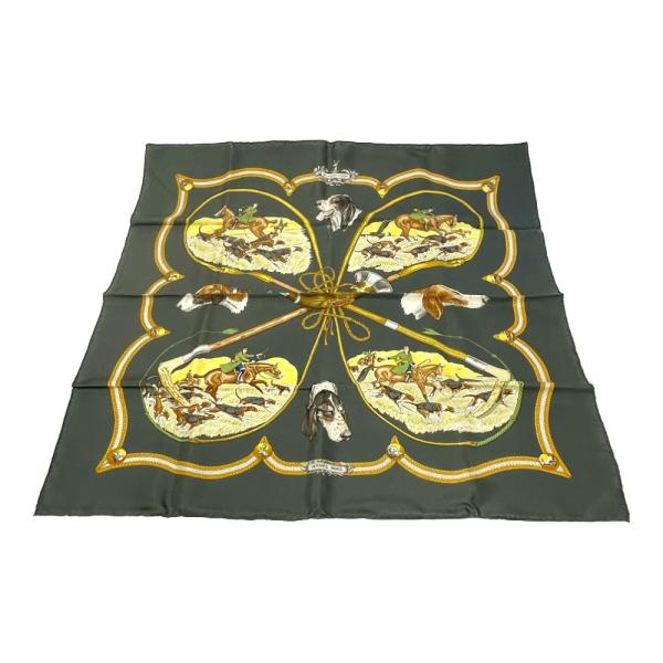 エルメス　スカーフ　カレ　90 猟犬 HERMES エルメス カレ90 LE LAISSER COURRE 狩猟 犬 馬 動物柄