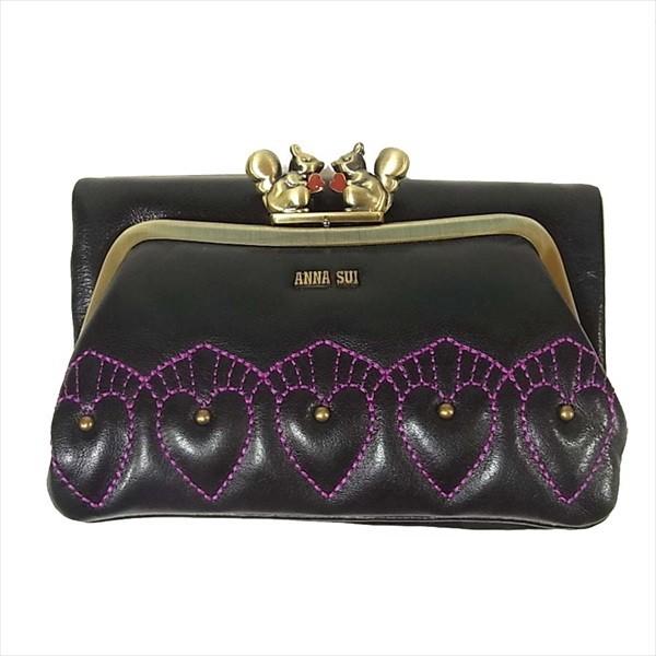 アナスイ ANNA SUI 314432-10 キッシング レザー 外口金二つ折り財布  