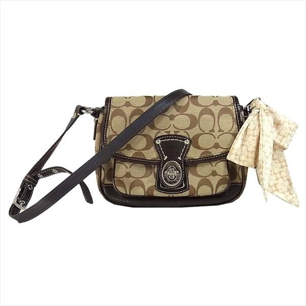 コーチ COACH シグネチャー ショルダー バッグ スカーフ付き レディース ショルダーバッグ ブラウン系 【中古】