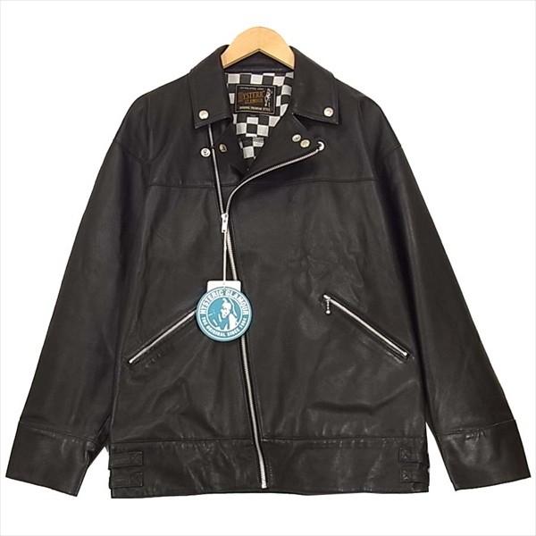 HYSTERIC GLAMOUR ラムレザージャケット 美品】HYSTERIC GLAMOUR ラムレザーライダースジャケット黒