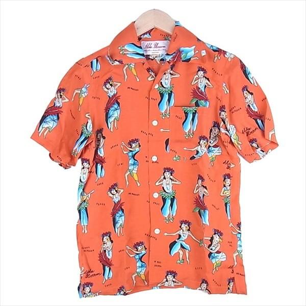 Aloha Blossom 総柄 オープンカラーシャツ 日本製 アロハシャツ Aloha Blossom ハワイアンシャツ オレンジ