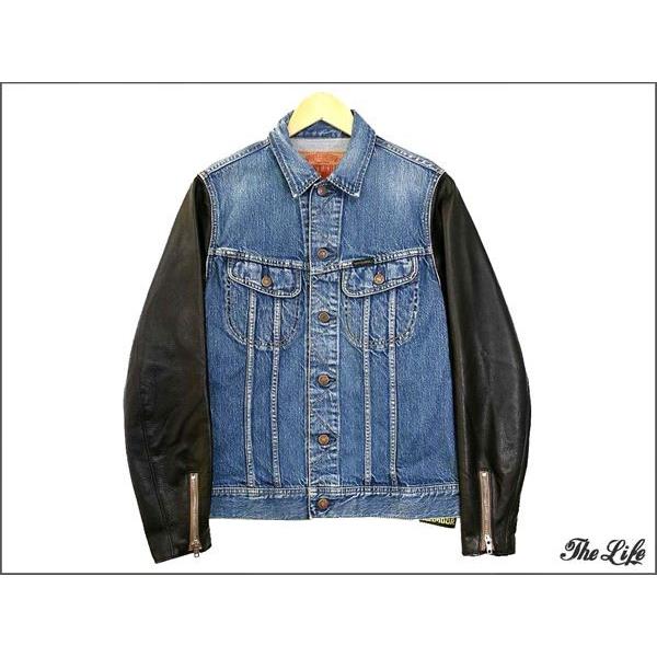 中古 美品 HYSTERIC GLAMOUR SP加工デニム レザースリーブGジャンM/デニムジャケット/ヒステリックグラマー/0243AB10