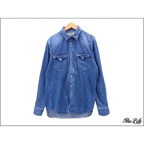 中古 HYSTERIC GLAMOUR LU加工デニムウエスタンシャツ L ヒステリック 
