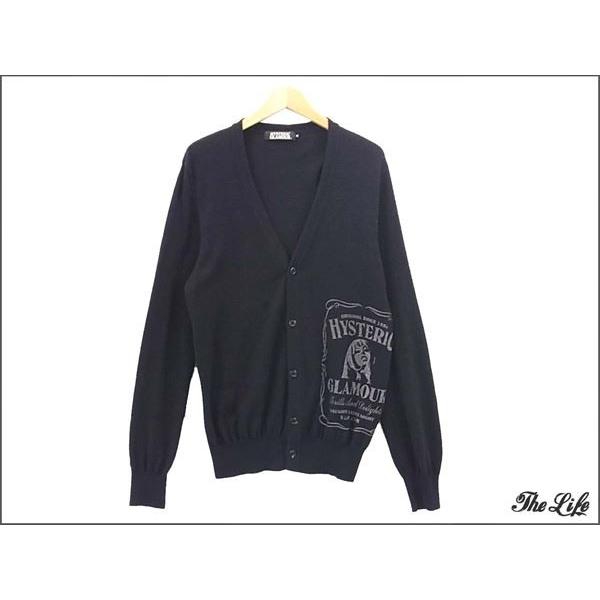 中古 HYSTERIC GLAMOURガールプリントカーディガンM/黒 WHISKY pt CD  