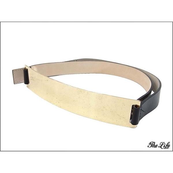 中古 美品 B-LOW THE BELT プレート ベルト ブラック レディース  
