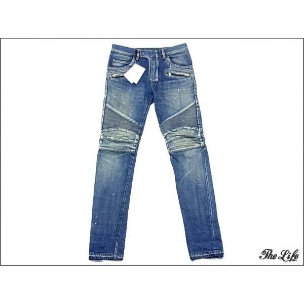 中古 13AW BALMAIN HOMMEバルマン バイカーデニムパンツW29 : 19-1214  