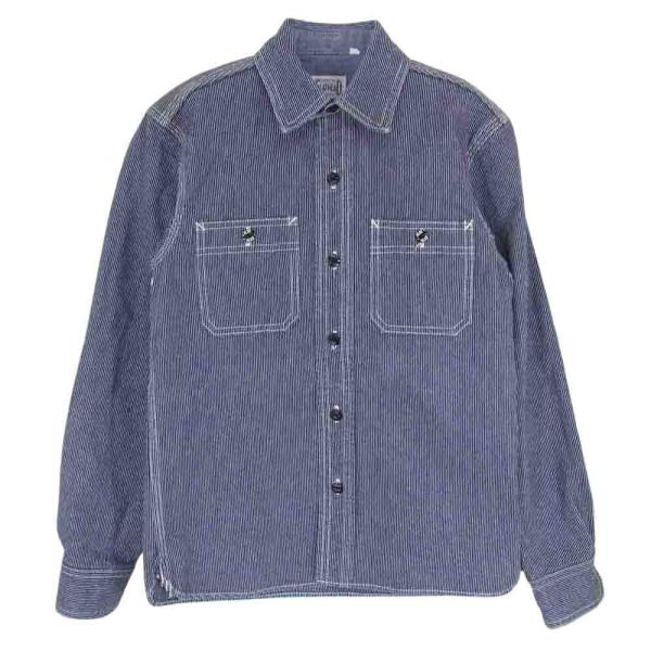 フラットヘッド BLACK MINT ドビーストライプワークシャツ40 THE FLAT HEAD ザフラットヘッド ピンストライプ ワーク シャツ