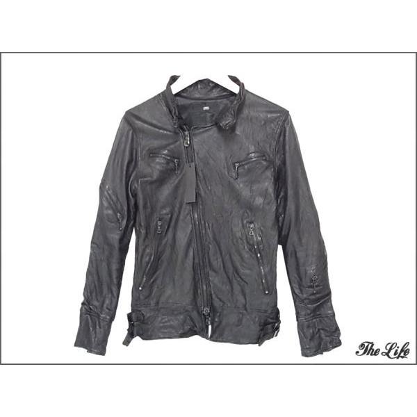 中古 美品 androgynousアンドロジナス×IZREELレザージャケットS 