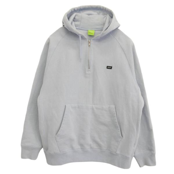 HUF ハフ ハーフジップ ロゴ スウェット パーカー ライトブルー系 XL