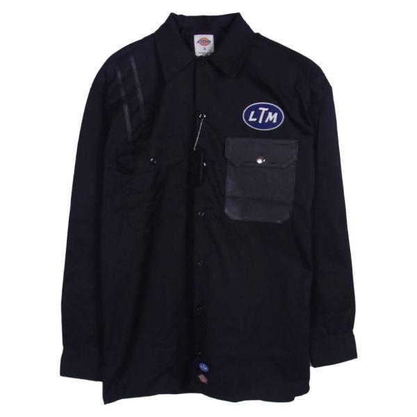 ラストマン LASTMAN 252LM-SH03 × DICKIES ディッキーズ WORK SHIRTS レザー切替 ワーク シャツ ブラック系 S【極上美品】【中古】 ラストマン LASTMAN 252LM-SH03 × DICKIES ディッキーズ WORK SHIRTS