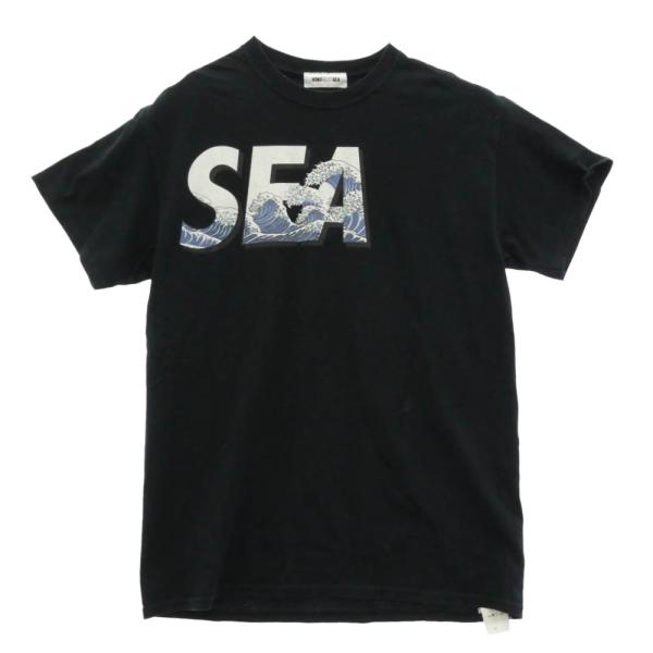 WIND AND SEA ウィンダンシー × PHANTACi PHANTA AND SEA ロゴ プリント コットン 半袖 Tシャツ ブラック系 M【中古】