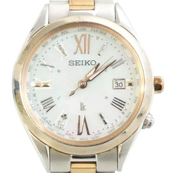 美品　セイコー ルキア 電波ソーラー チタン 1B35-0AA0 腕時計　ダイヤ SEIKO（セイコー） 1B35-0AA0 LUKIA ルキア ホワイトシェル チタン