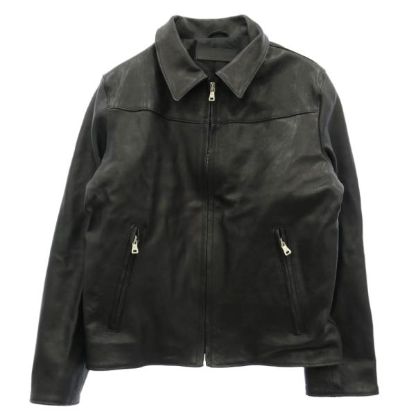 ノーフェイス ストゥディオス NO/FAITH STUDIOS 26SS LEATHER JACKET BASIC CUT ベーシックカット ジップアップ レザージャケット ブラック系 XL【美品】【中古】 NO/FAITH STUDIOS 26SS LEATHER JACKET BASIC CUT ベーシックカット