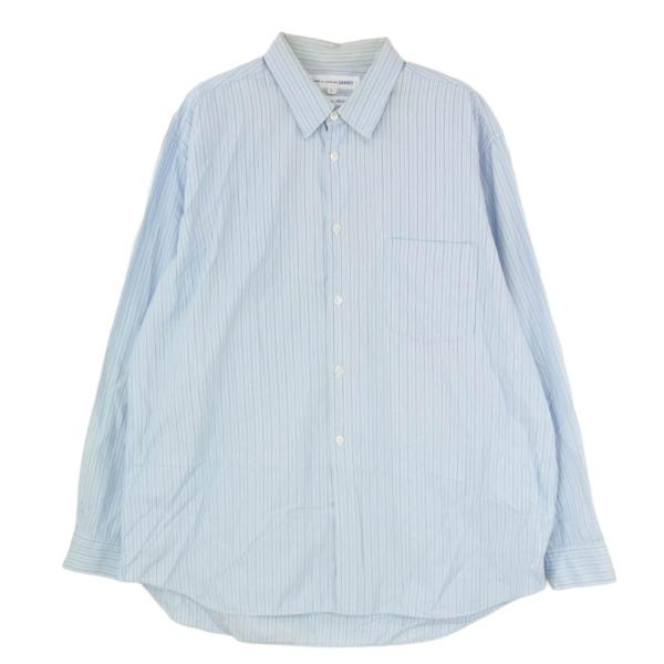 美品 コムデギャルソンシャツ フランス製 ストライプ×織柄 BDシャツ M COMME des GARCONS コムデギャルソン CDG SHIRT ストライプ 長袖