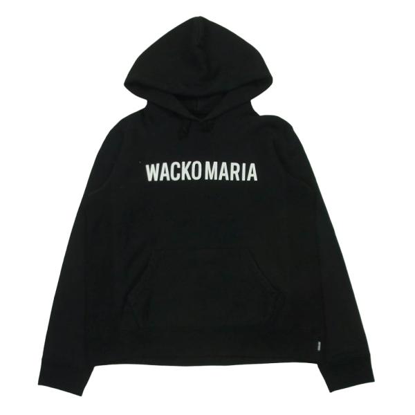 WACKO MARIA ワコマリア フロント ロゴ プリント プルオーバー パーカー フーディー コットン 日本製 ブラック系 L【中古】 WACKO MARIA（ワコマリア） フロント ロゴ プリント プルオーバー