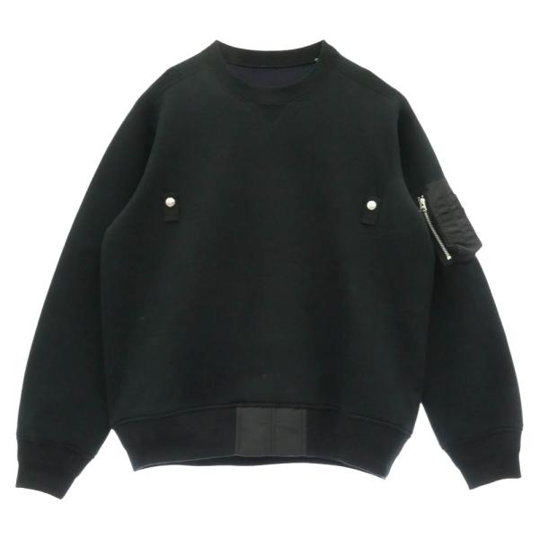 Sacai サカイ 25AW 25-03789M Sponge Sweat Pullover ジッパーポケット プルオーバー スポンジ スウェット ブラック系 2【中古】 sacai（サカイ） 25AW 25-03789M Sponge Sweat Pullover ジッパー