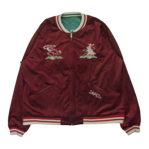SAPEUR サプール 25SS A0025-069 ベロア リバーシブル スカジャン ブルゾン レッド系 グリーン系 XL【中古】 SAPEUR サプール 25SS A0025-069 ベロア リバーシブル スカジャン