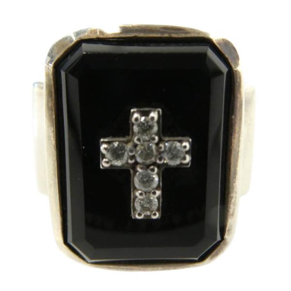 Justin Davis ジャスティンデイビス SRJ100 EMINEM RING エミネムリング オニキス シルバー系 ブラック系 約23号【中古】