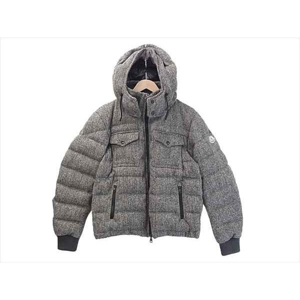 モンクレールフロリアンウールグレー ダウン フード付きメンズサイズ0
