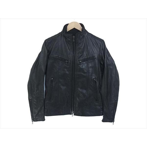 中古】SHELLAC シェラック カウレザー シングル ライダース レザー 