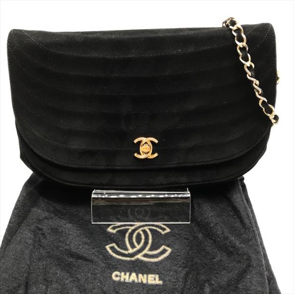 美品 CHANEL シャネル ココマーク スエード ハーフムーン ターンロック