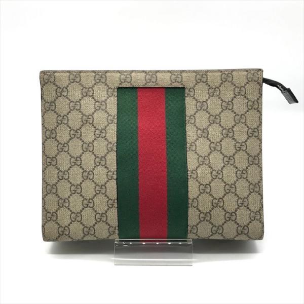 良品 GUCCI グッチ シェリーライン GGスプリーム キャンバス クラッチ