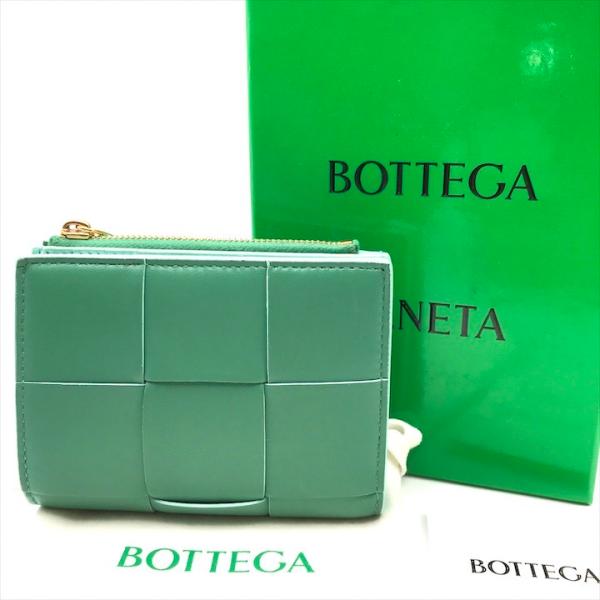 付属品完備✨️ボッテガヴェネタ 二つ折り財布 マキシイン カセット グリーン 美品 BOTTEGA VENETA ボッテガ カセット スモール 二つ折り 財布