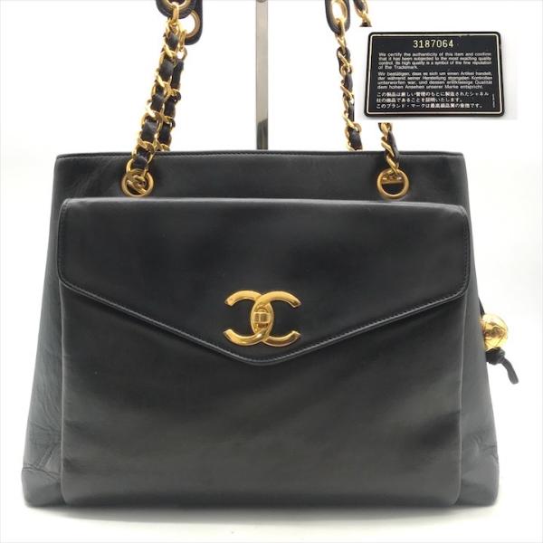 良品 CHANEL シャネル ラムスキン ココマーク ターンロック チェーン