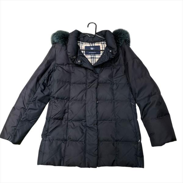 超美品 Burberry バーバリー ノバチェック ファー ダウン ジャケット