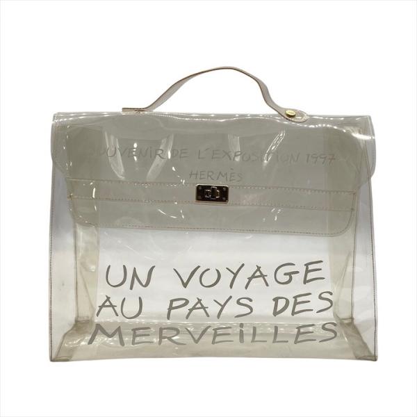 良品 HERMES エルメス ビニール ケリー ロゴ ハンド バッグ ビーチ