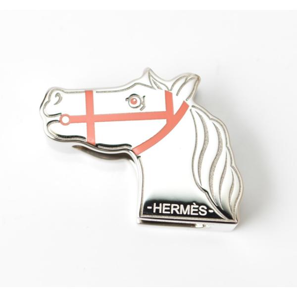 エルメス 未使用 スカーフリング/スカーフホルダー HERMES ツイリーリング カドリージュ/馬 オレンジ/シルバー【中古】爆買