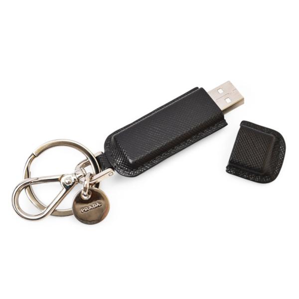 プラダ キーリング/キーホルダー PRADA USBメモリー4GB サフィアノ ブラック 2ARA21爆買