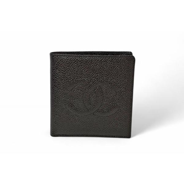 年末セール中❤正規品CHANEL 二つ折り財布 ダークグレー レザー CHANEL（シャネル） 財布 二つ折り メンズ 財布 キャビアスキン CC