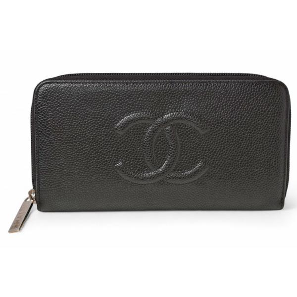 シャネル財布キャビアシルバー CHANEL（シャネル） 並行輸入 2つ折り財布 キャビアスキン CHANEL FLAP