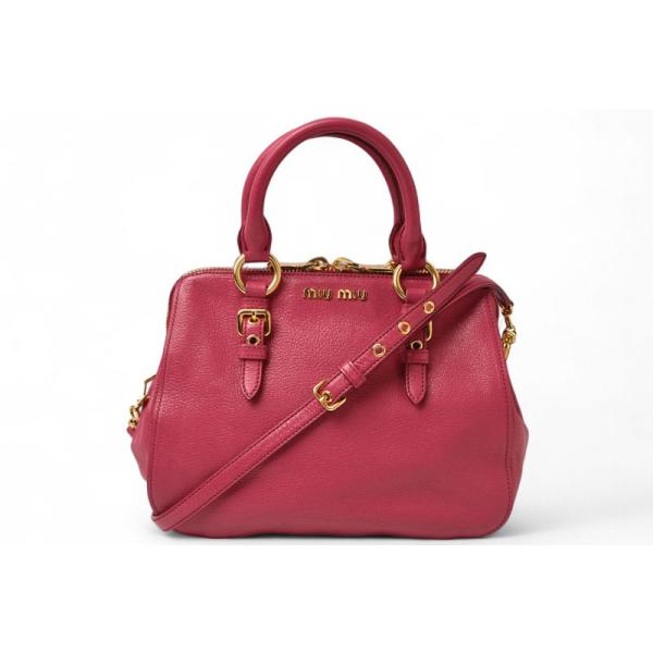 miu miu ピンクベージュ ハンドバッグ　マドラス MADRAS マドラス ハンドバッグ レザー ピンクベージュ 2WAY ミュウ