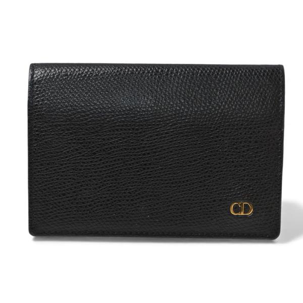 ルン Christian Dior カードケース レザー ブラック 美品 CHRISTIAN DIOR クリスチャンディオール ロゴ カードケース レザー