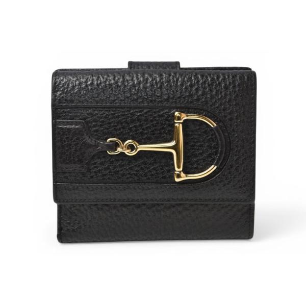 GUCCI ブラック 三つ折り財布 付属品付き GUCCI（グッチ） ミニ財布/三つ折り 折財布 138029 ホースビット