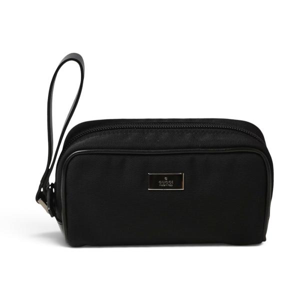 グッチ 美品 ポーチ GUCCI 化粧ポーチ/コスメポーチ ナイロン/ブラック レディース/メンズ 039.0994