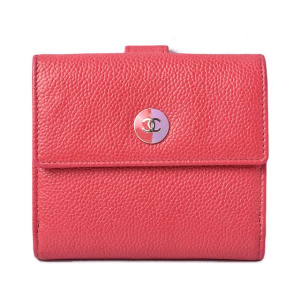 キャビアスキン シャネル 財布 CHANEL 折財布 バイカラーボタン キャビアスキン シャネル 財布 CHANEL 折財布 バイカラーボタン