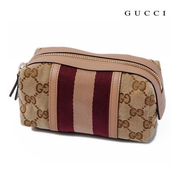 GUCCI グッチ コスメポーチ GG ラズベリーレッド/ピーチベージュ 
