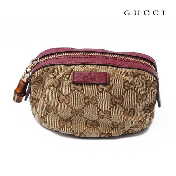 GUCCI グッチ コスメポーチ バンブー GGベージュ/メタリックボルドー GUCCI グッチ コスメポーチ バンブー GGベージュ/メタリックボルドー